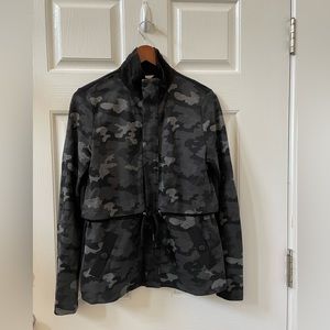 Cabi Black Camo Drawstring Jacket, Size M
